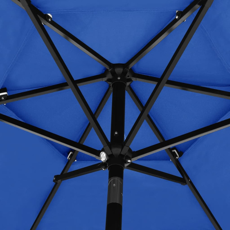3-poziomowy parasol na aluminiowym słupku, niebieski, 2,5 m