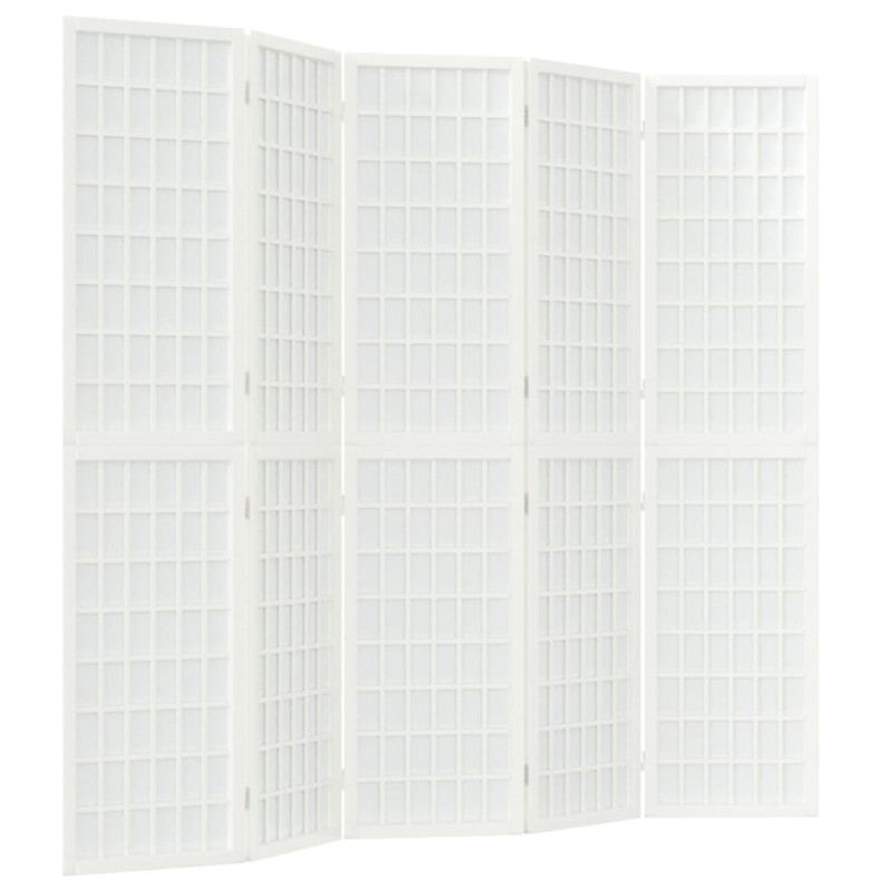 Składany parawan 5-panelowy, styl japoński, 200x170 cm, biały