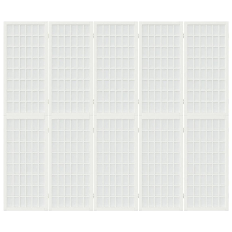 Składany parawan 5-panelowy, styl japoński, 200x170 cm, biały