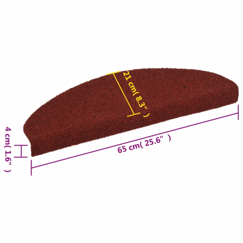 Samoprzylepne nakładki na schody, 10 szt., czerwone, 65x21x4 cm