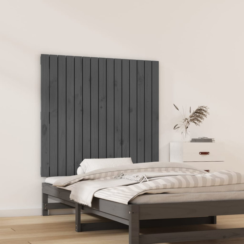 Wezgłowie łóżka, szare, 95,5x3x90 cm, lite drewno sosnowe