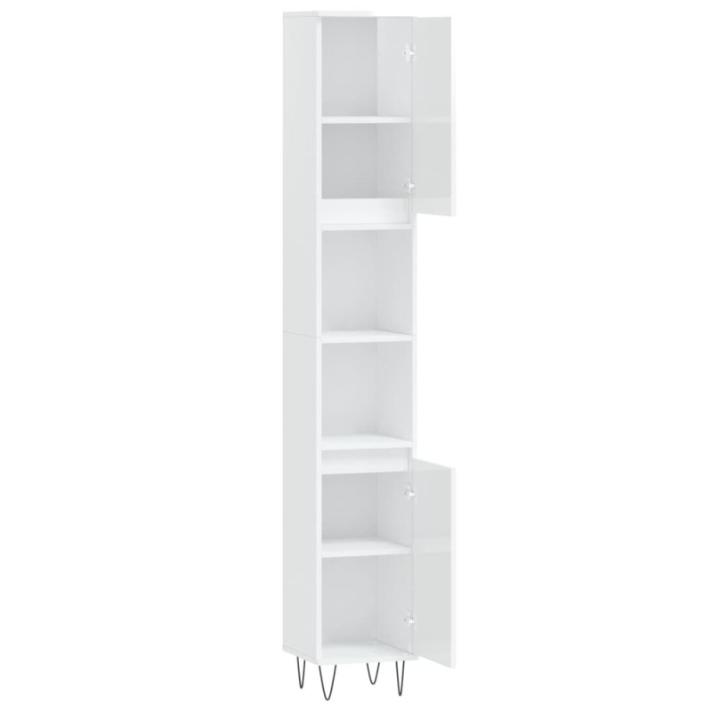 Szafka łazienkowa, wysoki połysk, biała, 30x30x190 cm