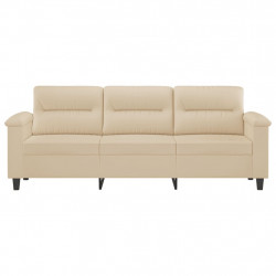 3-osobowa sofa, kremowa, 180 cm, tapicerowana mikrofibrą