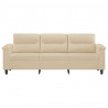 3-osobowa sofa, kremowa, 180 cm, tapicerowana mikrofibrą