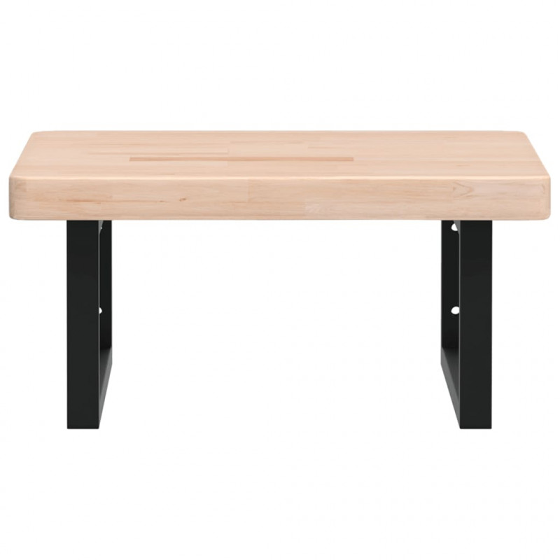 Półka ścienna pod umywalkę, stal i lite drewno dębowe