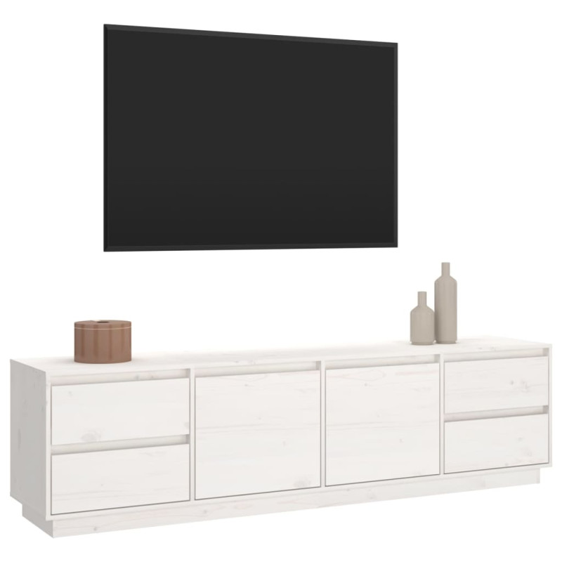 Szafka pod telewizor, biała, 176x37x47,5cm, lite drewno sosnowe