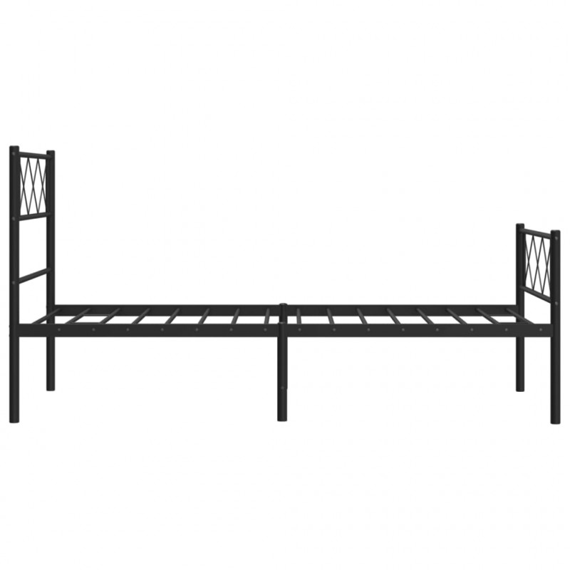 Metalowa rama łóżka z wezgłowiem i zanóżkiem, czarna, 75x190 cm