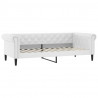 Sofa rozsuwana z szufladami, biała, 90x200 cm, sztuczna skóra