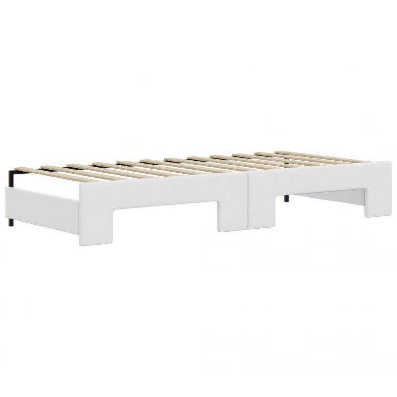 Sofa rozsuwana z szufladami, biała, 90x200 cm, sztuczna skóra