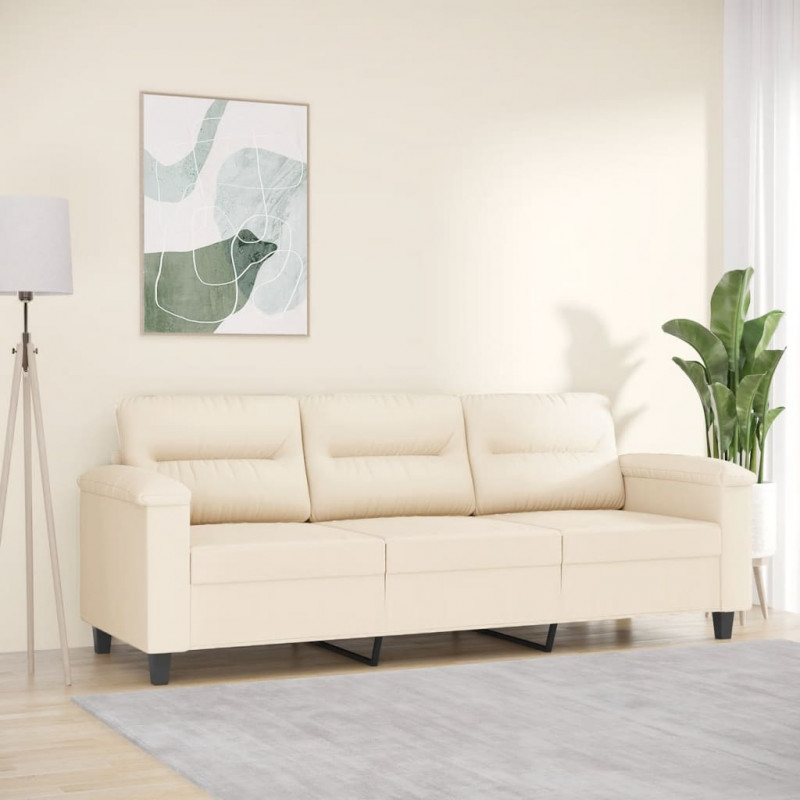 3-osobowa sofa, beżowy, 180 cm, tapicerowana mikrofibrą