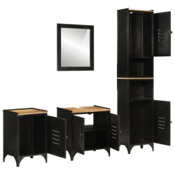 4-cz. zestaw mebli łazienkowych, żelazo i drewno mango