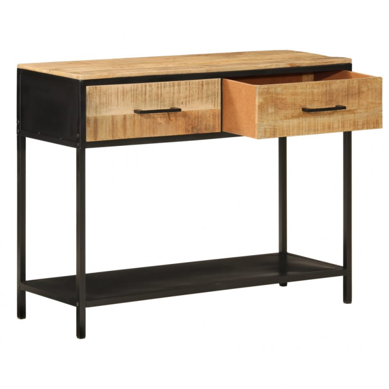 Stolik konsolowy, 100x35x76 cm, lite drewno mango i żelazo
