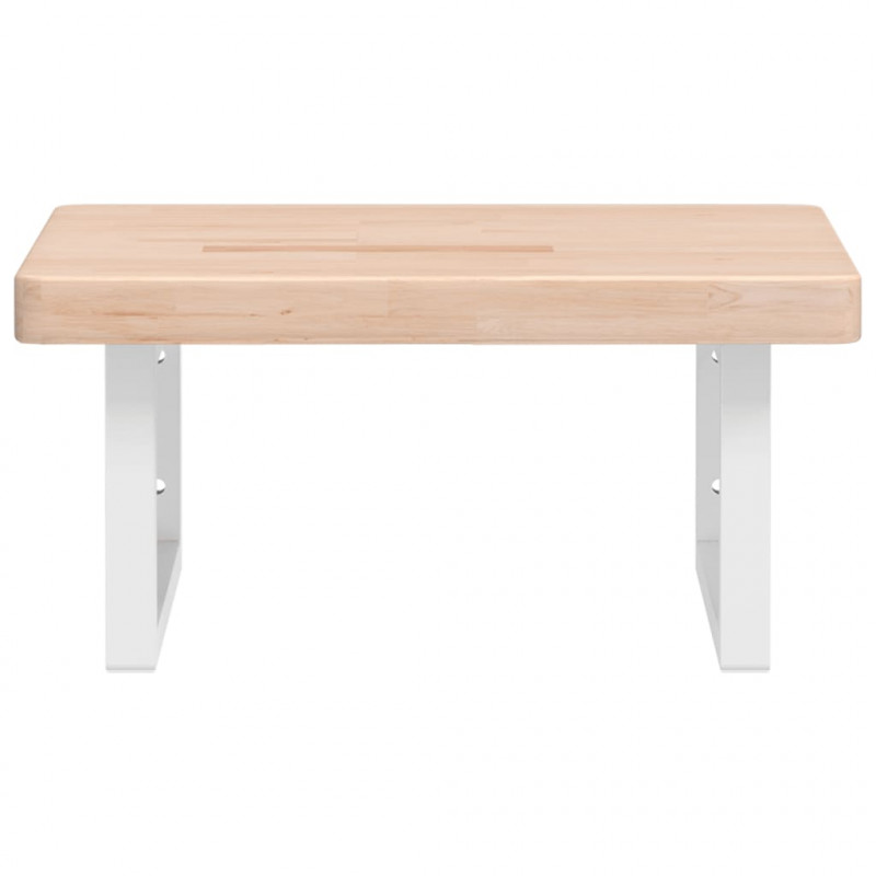 Półka ścienna pod umywalkę, stal i lite drewno dębowe