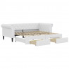 Sofa rozsuwana z szufladami, biała, 90x200 cm, sztuczna skóra