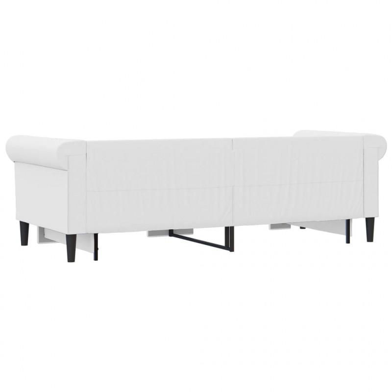 Sofa rozsuwana z szufladami, biała, 90x200 cm, sztuczna skóra