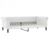 Sofa rozsuwana z szufladami, biała, 90x200 cm, sztuczna skóra