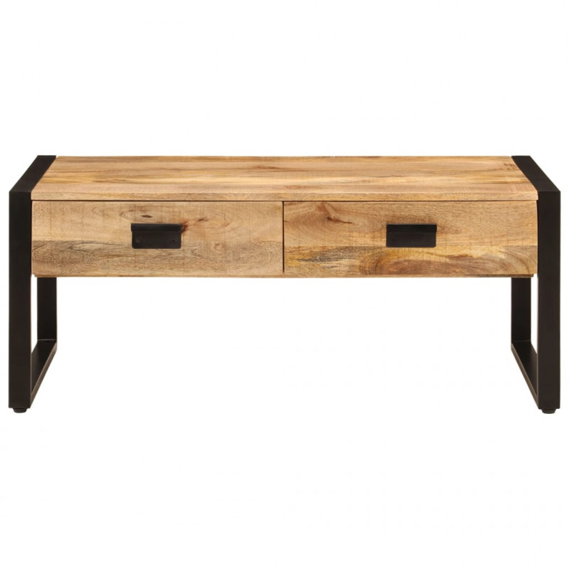 Stolik kawowy, 100x54x40 cm, lite drewno mango i żelazo