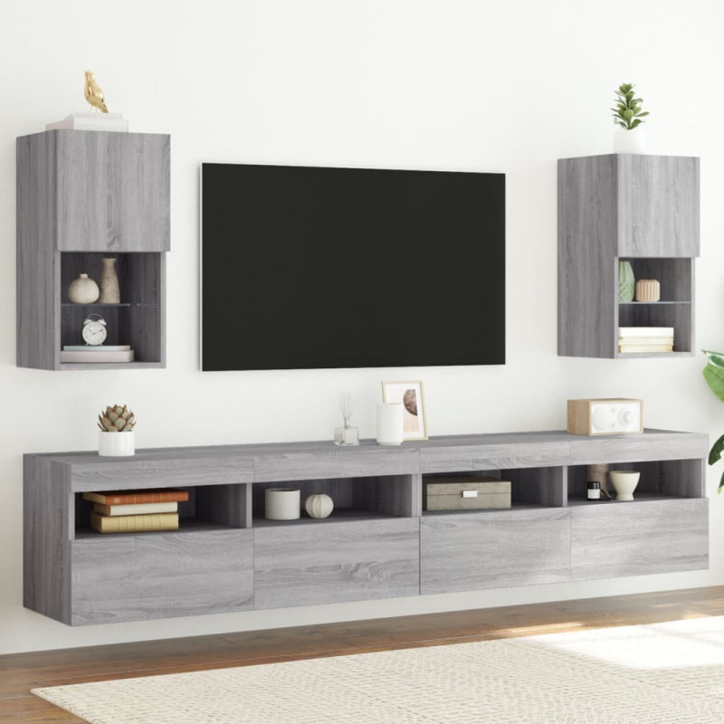 Szafki pod TV z LED, 2 szt. szary dąb sonoma, 30,5x30x60 cm