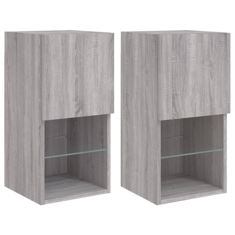Szafki pod TV z LED, 2 szt. szary dąb sonoma, 30,5x30x60 cm