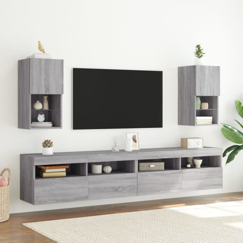 Szafki pod TV z LED, 2 szt. szary dąb sonoma, 30,5x30x60 cm