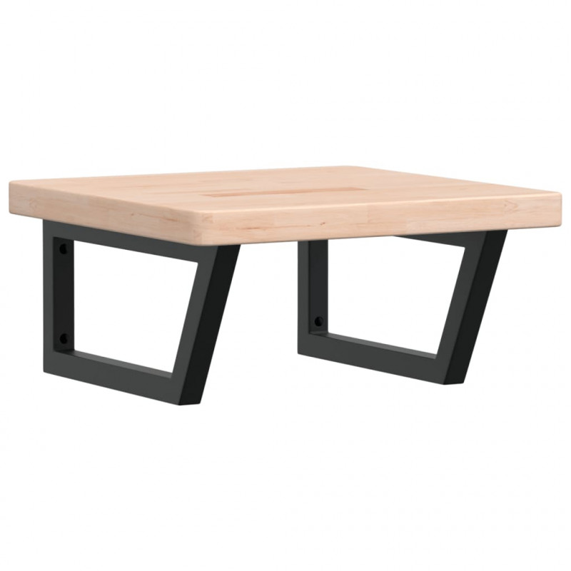 Półka ścienna pod umywalkę, stal i lite drewno dębowe