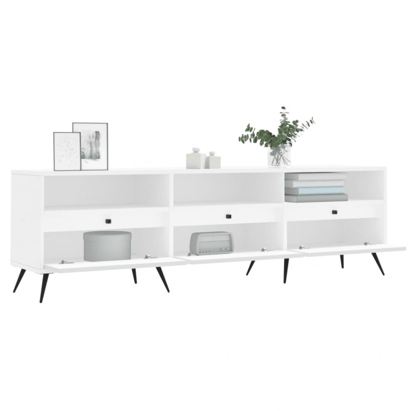 Szafka pod TV, biała, 150x30x44,5 cm, materiał drewnopochodny