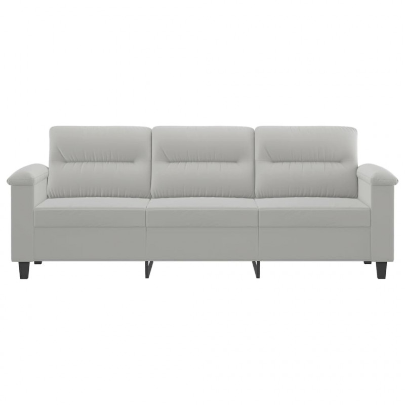 3-osobowa sofa, jasnoszary, 180 cm, tapicerowana mikrofibrą