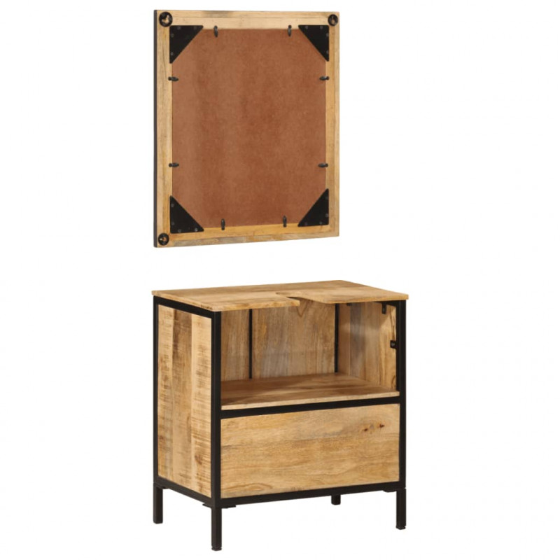 2-cz. zestaw mebli łazienkowych, żelazo i drewno mango