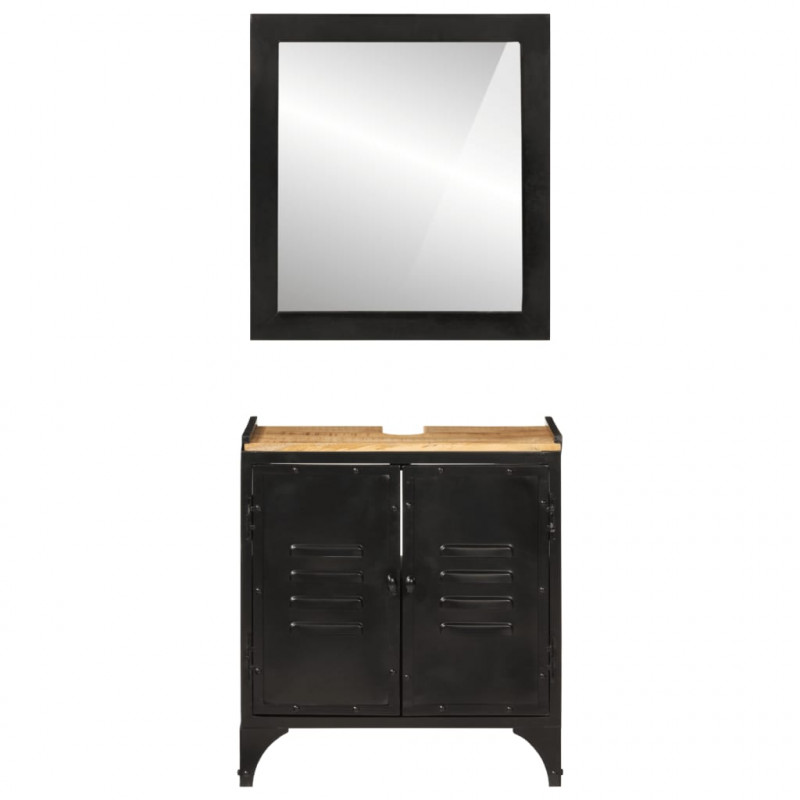 2-cz. zestaw mebli łazienkowych, żelazo i drewno mango