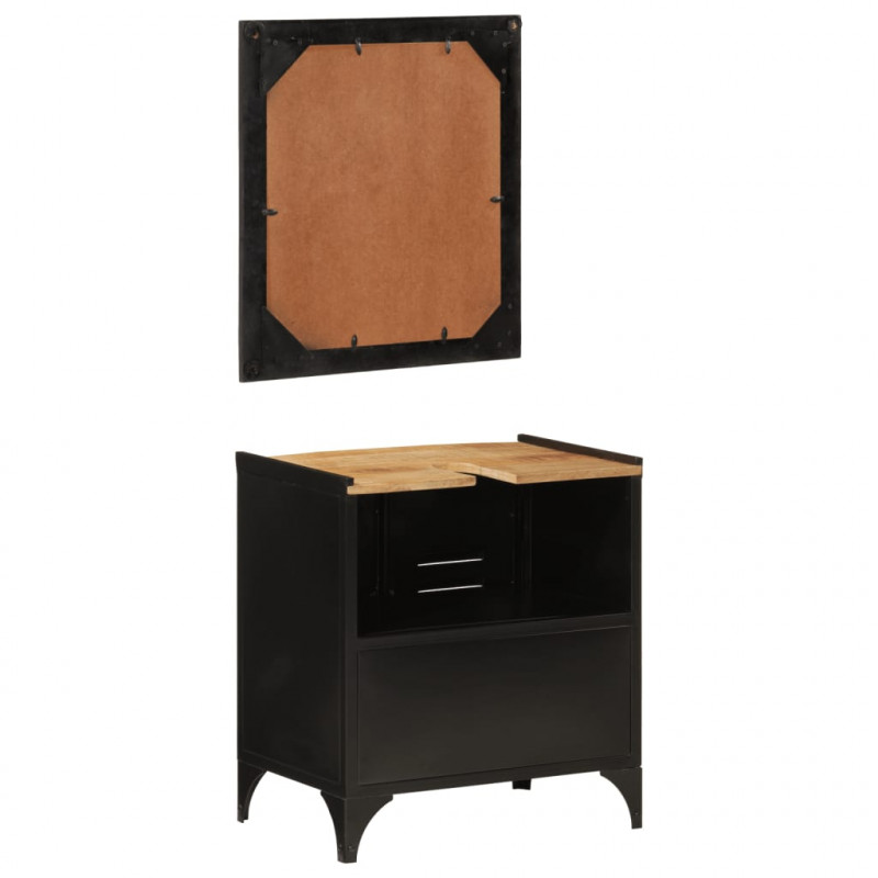 2-cz. zestaw mebli łazienkowych, żelazo i drewno mango