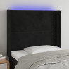 Zagłówek do łóżka z LED, czarny, 83x16x118/128 cm, aksamit