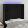 Zagłówek do łóżka z LED, czarny, 93x16x118/128 cm, aksamit