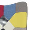 Fotel z podnóżkiem, patchwork, obity tkaniną