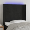 Zagłówek do łóżka z LED, czarny, 93x16x118/128 cm, aksamit