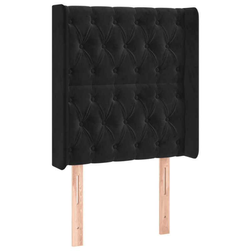 Zagłówek do łóżka z LED, czarny, 83x16x118/128 cm, aksamit