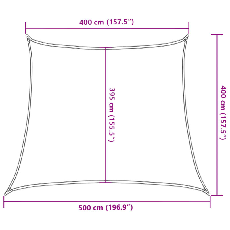 Żagiel przeciwsłoneczny, 160 g/m², kremowy, 4/5x4 m, HDPE