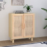 Kredens, brązowa, 60x30x70 cm, lita sosna i naturalny rattan