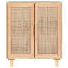 Kredens, brązowa, 60x30x70 cm, lita sosna i naturalny rattan