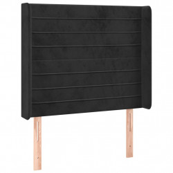 Łóżko kontynentalne z materacem i LED, czarny aksamit 80x200 cm