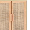 Kredens, brązowa, 60x30x70 cm, lita sosna i naturalny rattan