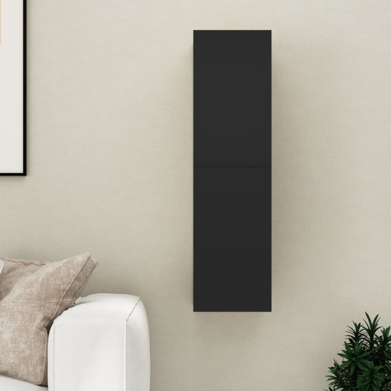 Szafka TV, czarna, 30,5x30x110 cm, materiał drewnopochodny