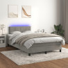 Łóżko kontynentalne z materacem i LED, jasnoszare, 120x190 cm