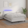Łóżko kontynentalne z materacem i LED, białe, 120x190 cm