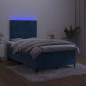 Łóżko kontynentalne z materacem i LED, granatowe, 120x190 cm