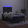 Łóżko kontynentalne z materacem i LED, czarne, 120x190 cm