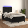 Łóżko kontynentalne z materacem i LED, czarne, 120x190 cm