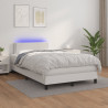 Łóżko kontynentalne z materacem i LED, białe, 120x190 cm