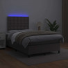 Łóżko kontynentalne z materacem i LED, szare, 120x190 cm
