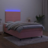 Łóżko kontynentalne z materacem i LED, różowe, 120x190 cm