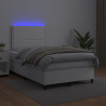 Łóżko kontynentalne z materacem i LED, białe, 120x190 cm